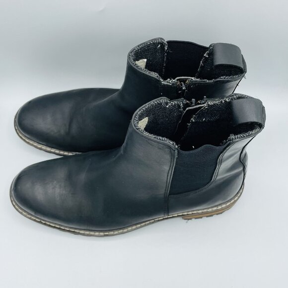 Crevo Boots Mens Size 12 Black Leather Slip On Zipper Hawson Chelsea Heeled Shoe - Picture 6 of 11